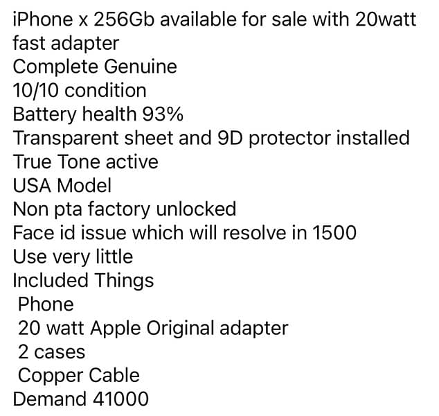 iphone X 256Gb available for sale 2