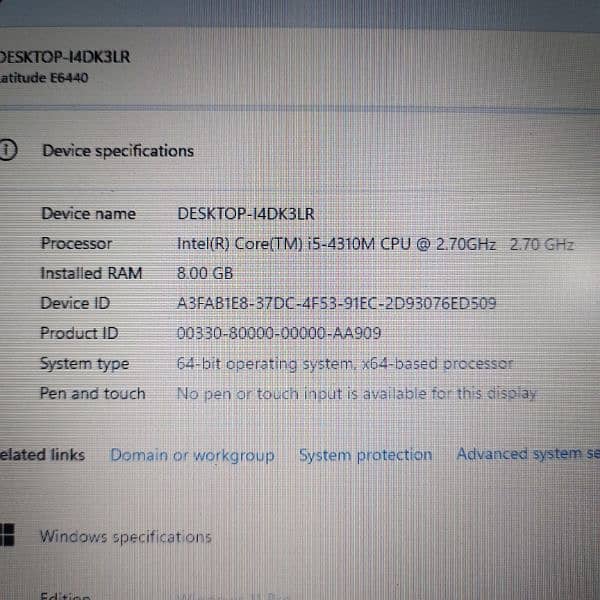 Dell E6440 i5 2.7Ghz 8GB 128GB SSD 11