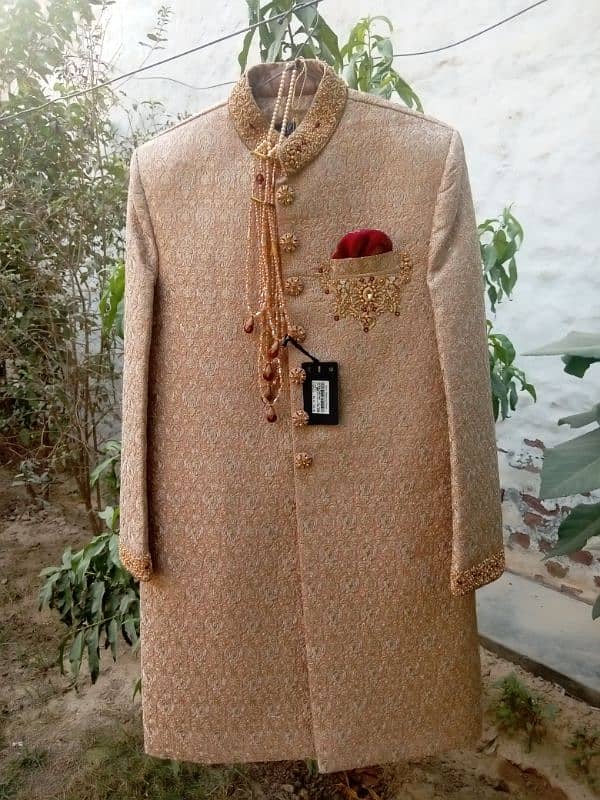 Bin Shafiq Groom Sherwani with Qulla and Khussa for sale in 60% off 0