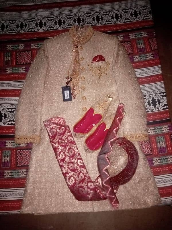 Bin Shafiq Groom Sherwani with Qulla and Khussa for sale in 60% off 4