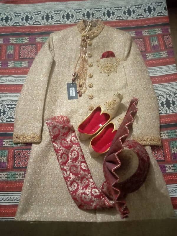 Bin Shafiq Groom Sherwani with Qulla and Khussa for sale in 60% off 5