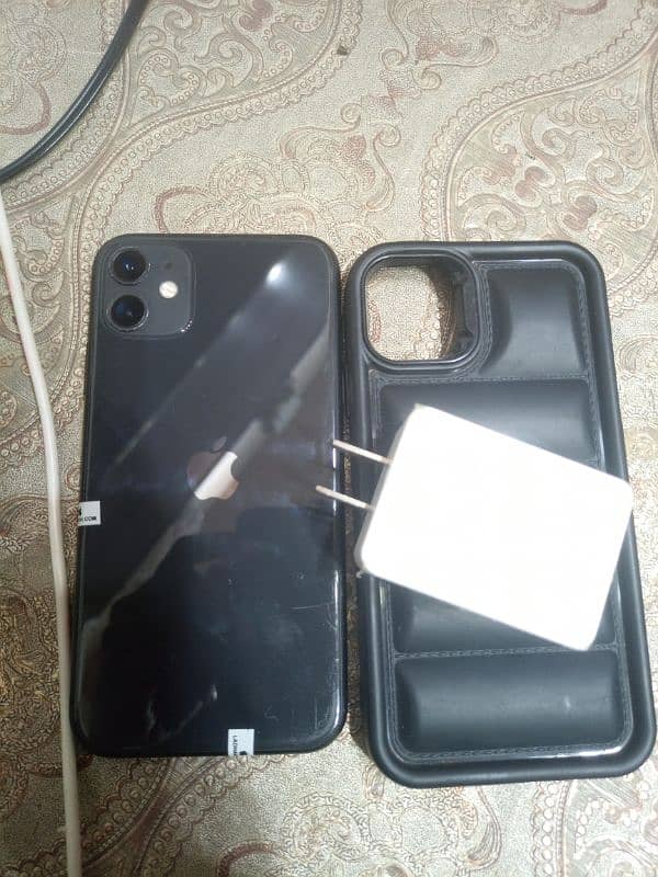 iphone 11 with charger, back cover 0