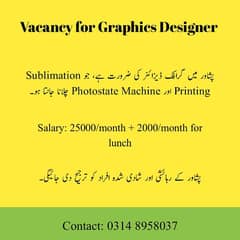 Graphics Designer needed in Peshawar