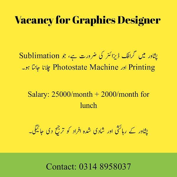 Graphics Designer needed in Peshawar 0