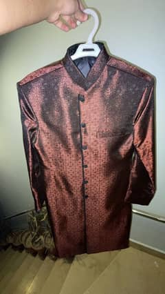 beautiful embroidered maroon sherwani for teens