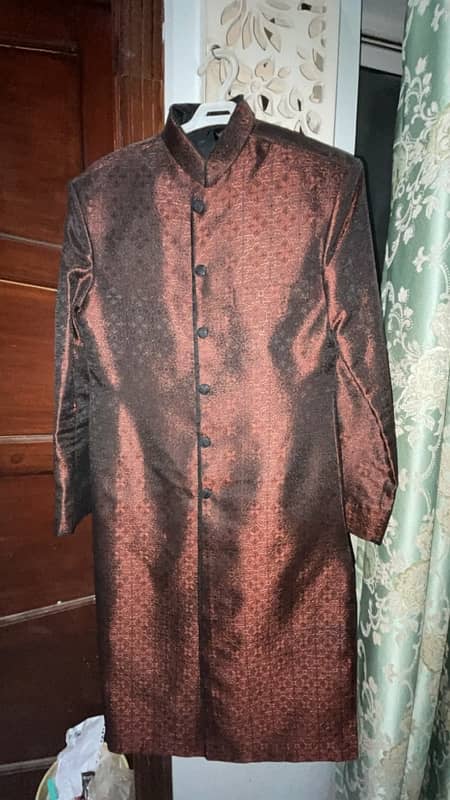 beautiful embroidered maroon sherwani for teens 1