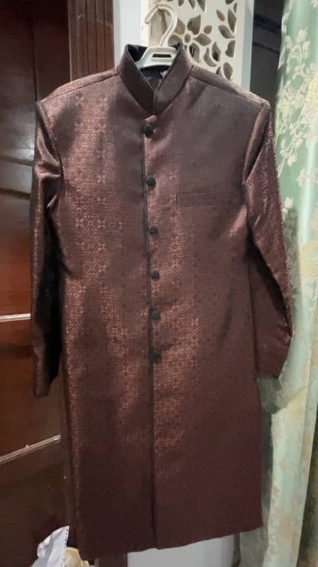 beautiful embroidered maroon sherwani for teens 2