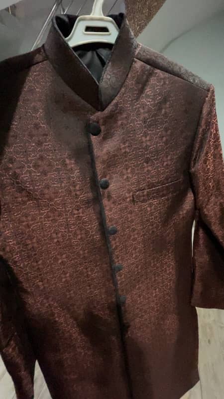 beautiful embroidered maroon sherwani for teens 5