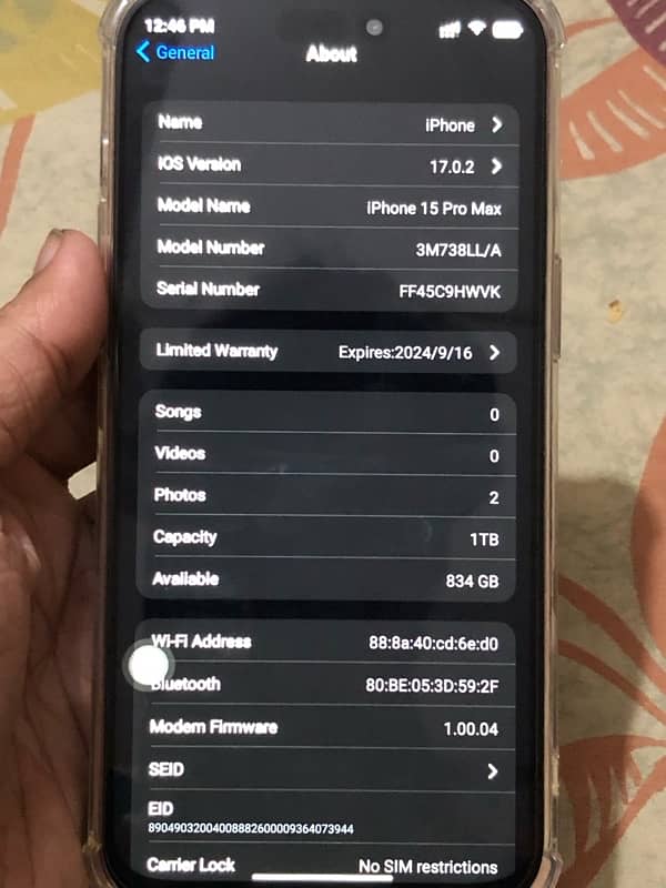 IPhone 15 pro max (Dual Sim) PTA approved 10/10 18