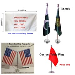 Indoor office Flag with Steel floor stand Pole, logo table flag + pole