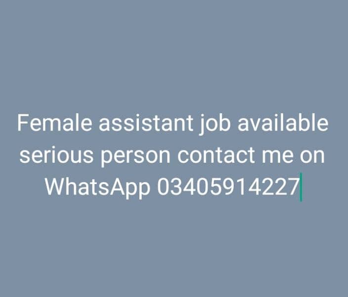 female job available serious person contact Whatsapp 0