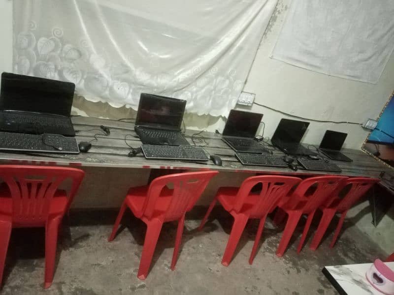 computer lab with 10 laptops, projector, chairs, computer table 1