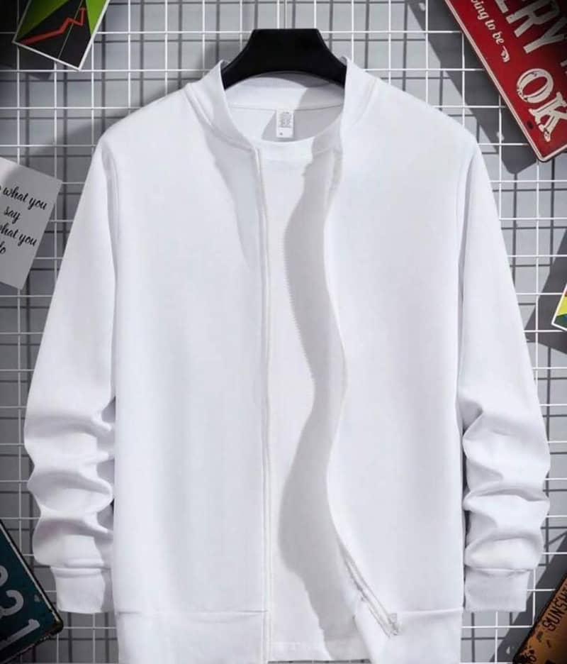 Men's Plain Polyester Collared Jacket - 1 Pc 0