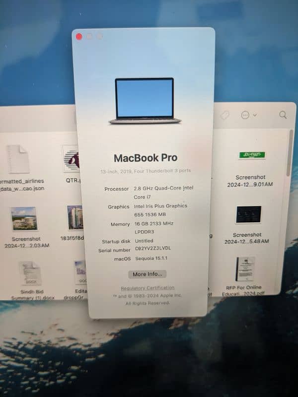 Macbook pro 2019 13inch core i7 16gb + 512gb 7