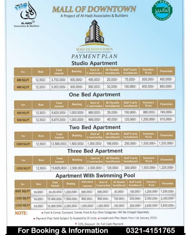 Studio Apartment Available For Sale on Easy instalments Plan 7