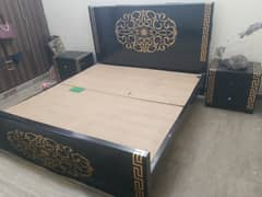 Wooden Bed with Two Side Tables for Sale