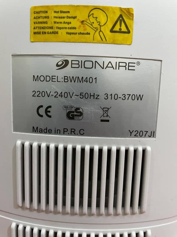 Bionaire Steam Humidifier / Vaporizer, Imported 8