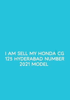 I AM SELL MY HONDA CG 125 HYDERABAD NUMBER 2021 MODEL