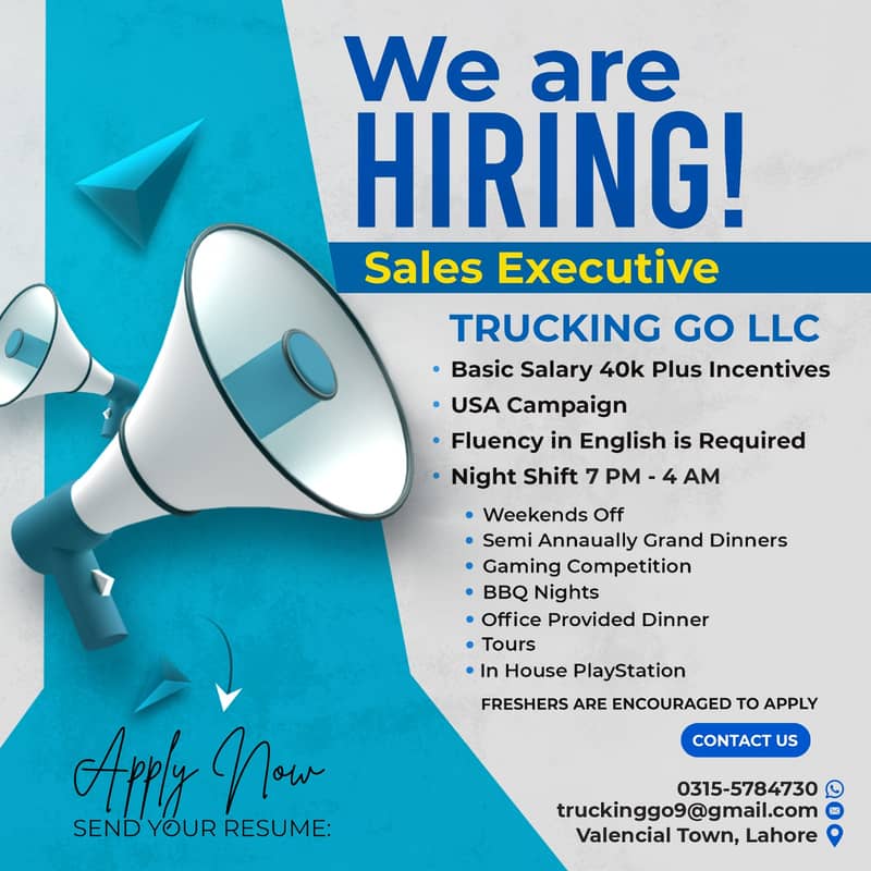 Customer Support, Truck Sales and Dispatch Job in Lahore, USA Based 1