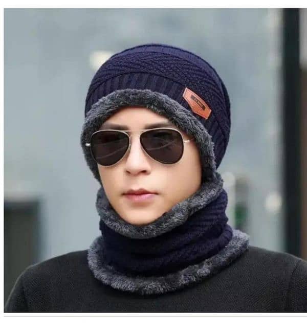 Unisex Winter Beanie Neck Warmer 2Pcs Set,  Contact No: 0346-8463413 2