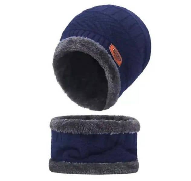 Unisex Winter Beanie Neck Warmer 2Pcs Set,  Contact No: 0346-8463413 3