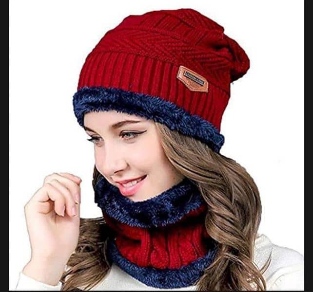 Unisex Winter Beanie Neck Warmer 2Pcs Set,  Contact No: 0346-8463413 4