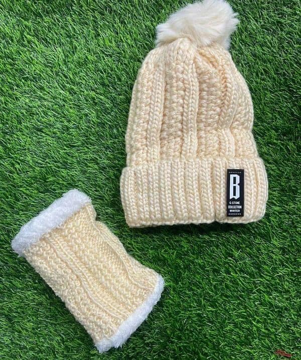 Unisex Winter Beanie Neck Warmer 2Pcs Set,  Contact No: 0346-8463413 10