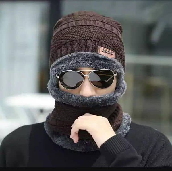 Unisex Winter Beanie Neck Warmer 2Pcs Set,  Contact No: 0346-8463413 13