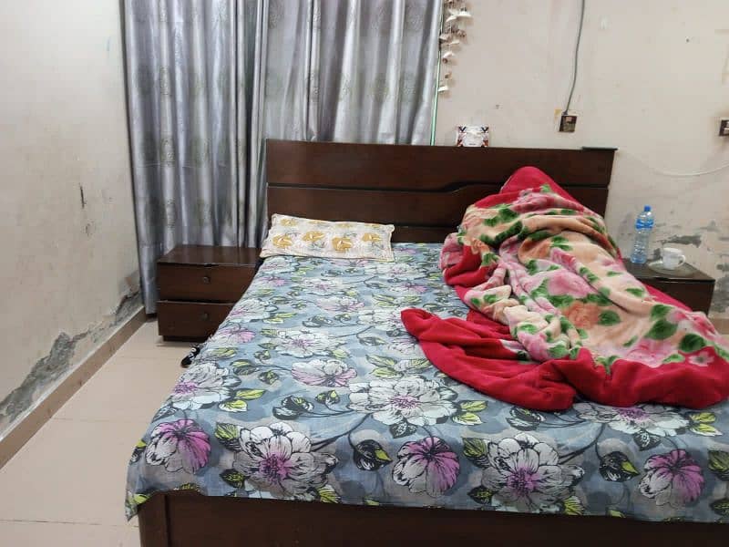 wooden bed side tables mattress and two sofa cum beds for sale 0