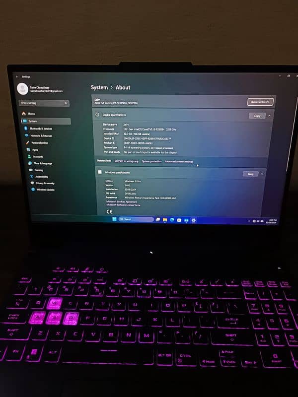 Asus Tuf f15 gaming laptop i5 12th gen, rtx 3050, 32gb ram, 512 ssd 7