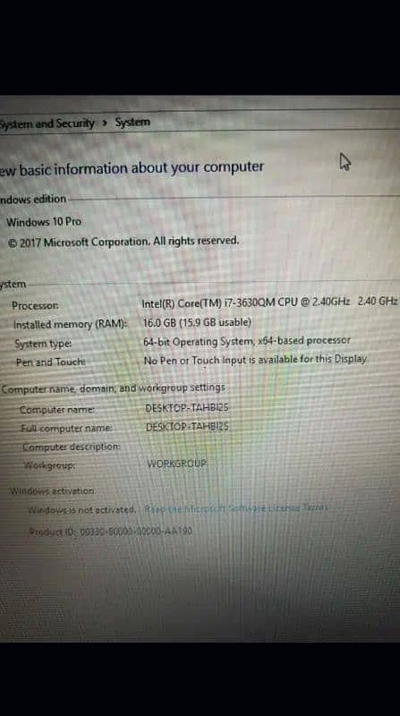 toshiba core i7 1TB/16GB 5