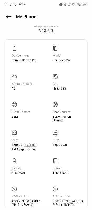 Infinix hot 40 pro 8/256 with box charger 4