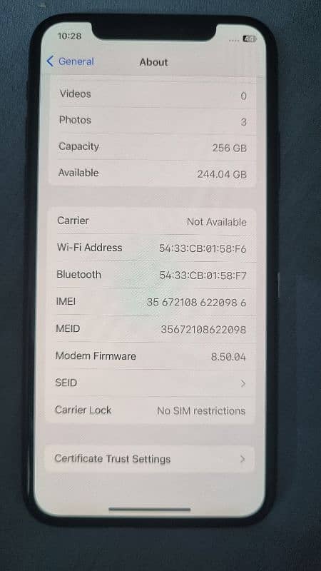 IPhone X 256 GB 85% battery Factory unlocked 2