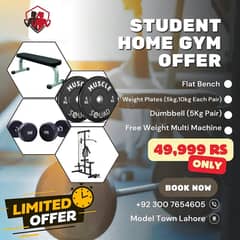 Student Home Gym Package|Flat Bench|Dumbbells|Free weight machine|