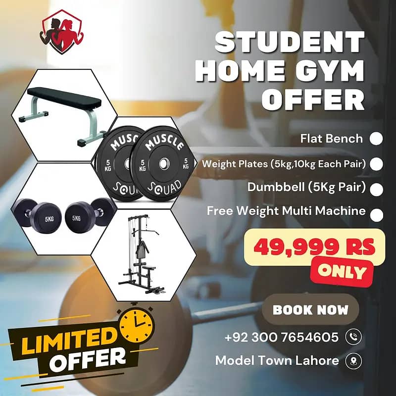 Student Home Gym Package|Flat Bench|Dumbbells|Free weight machine| 0