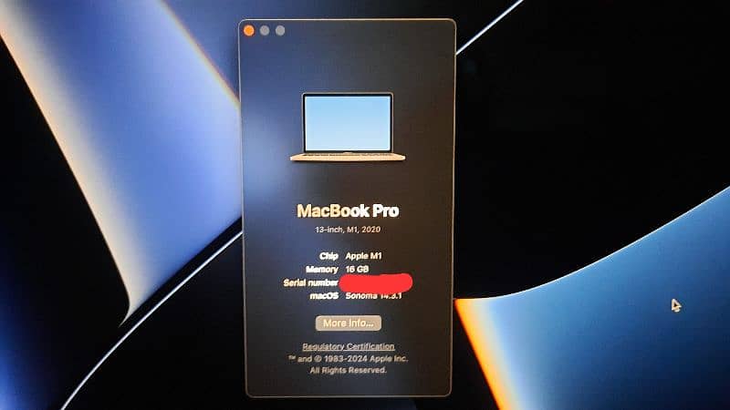 MacBook Pro 13.3 M1 2020 16 GB ram 6