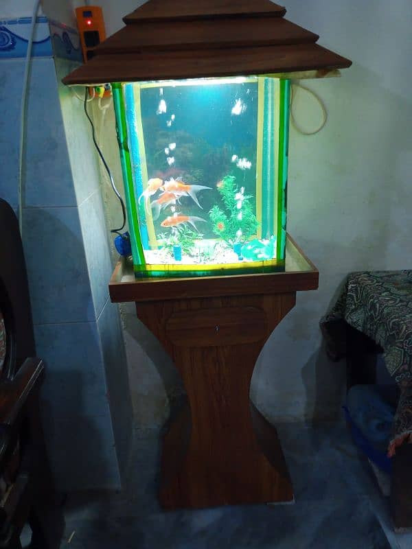 aquarium stand with aquarium 4 gold fishes 03105617360 4