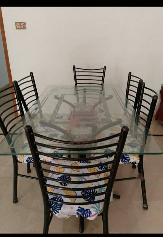 Dining table with 6 iron chairs 03332126610 1