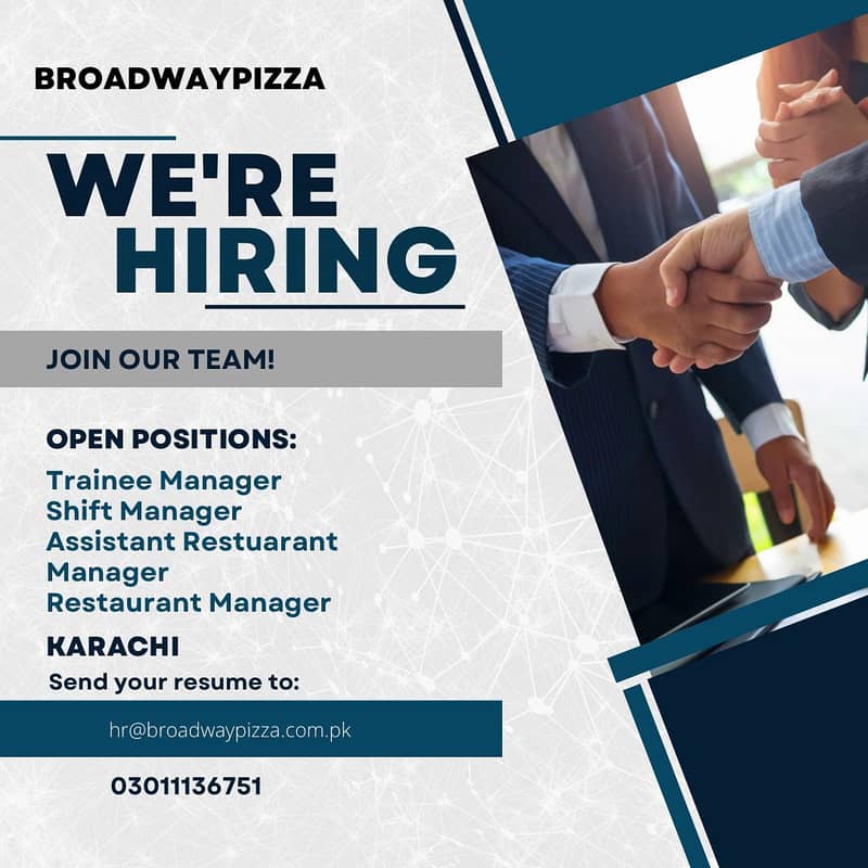 Restaurant Manager, Assistant Manager, Trainee Manager, Shift Manager 0