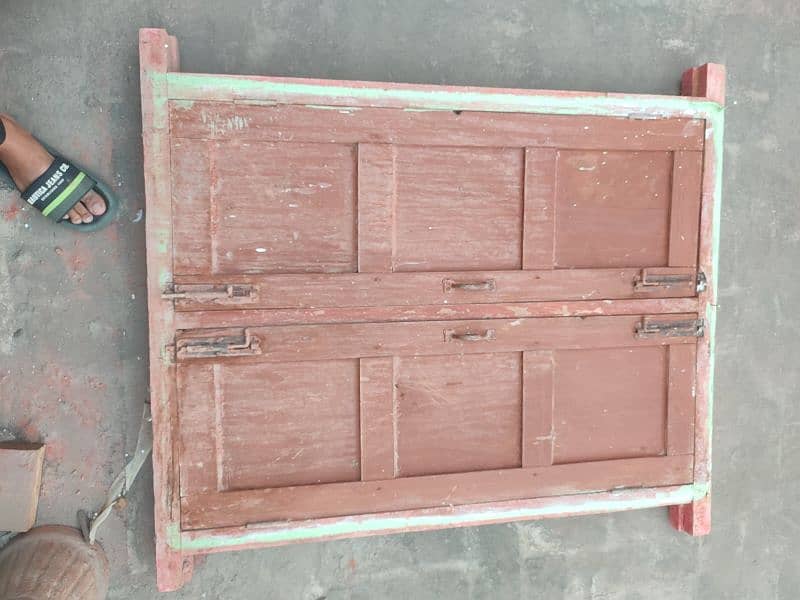 Wood Window with Iron Grill 3 x 4 ft 1