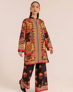 Multicolor Printed Shirt And Trouser Set - 2 Pcs Women's Stitched