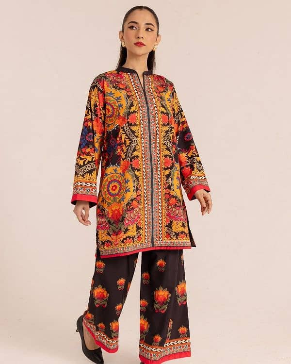 Multicolor Printed Shirt And Trouser Set - 2 Pcs Women's Stitched 0