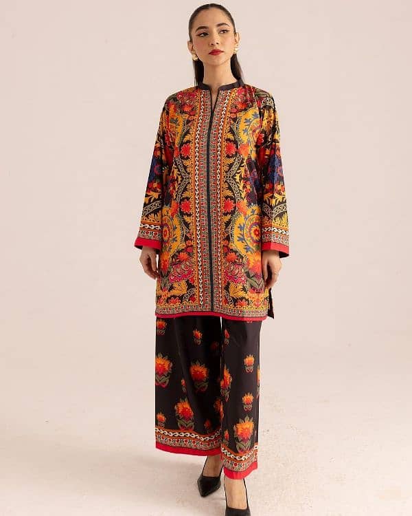 Multicolor Printed Shirt And Trouser Set - 2 Pcs Women's Stitched 1