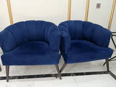 Blue Velvety Comfy Chairs