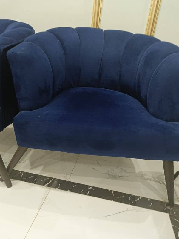 Blue Velvety Comfy Chairs 3