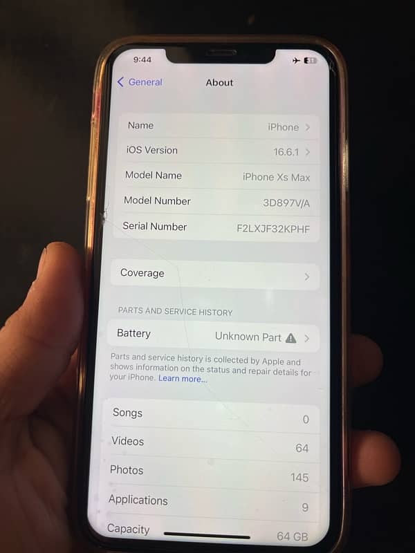 iPhone xsmax non pta factory  golden color bettery change 9