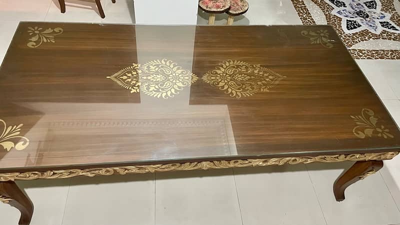 Beautiful Wooden Carving 8 Person Dinning Table with glass top 1