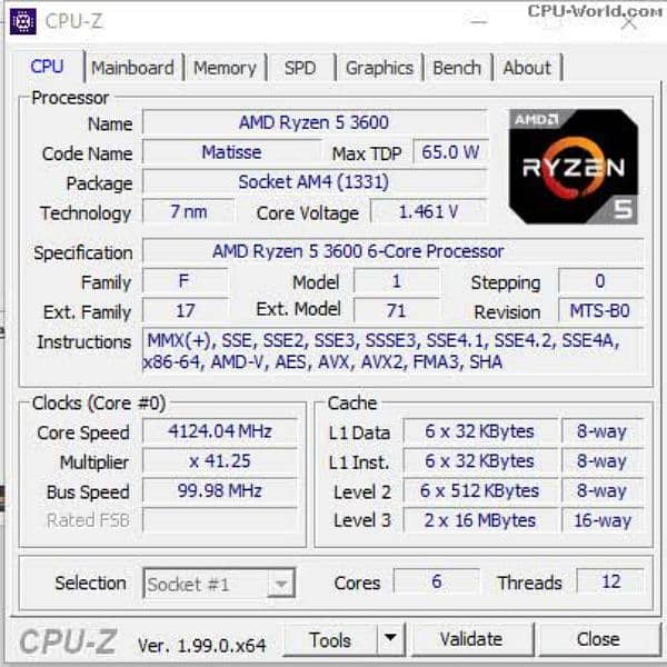 AMD RYZEN 5 3600 TRAY 1