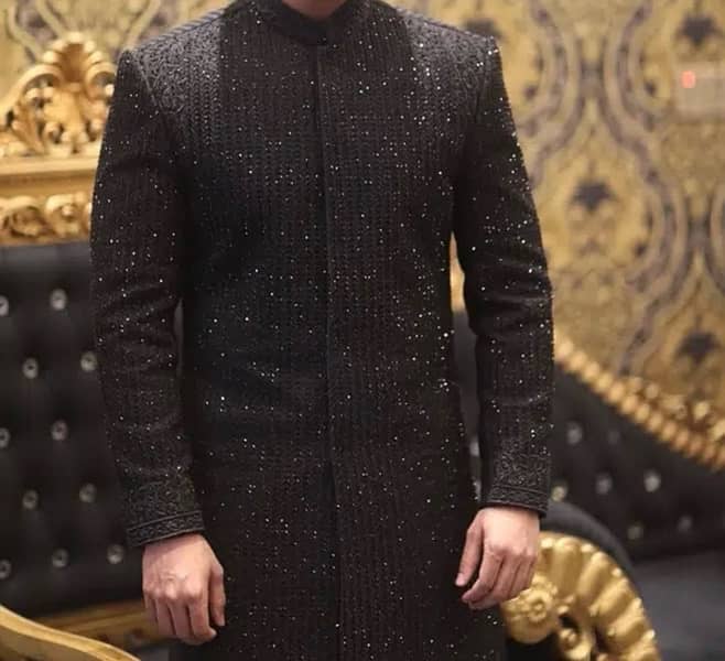 BLACK KARANDI SHERWANI 2