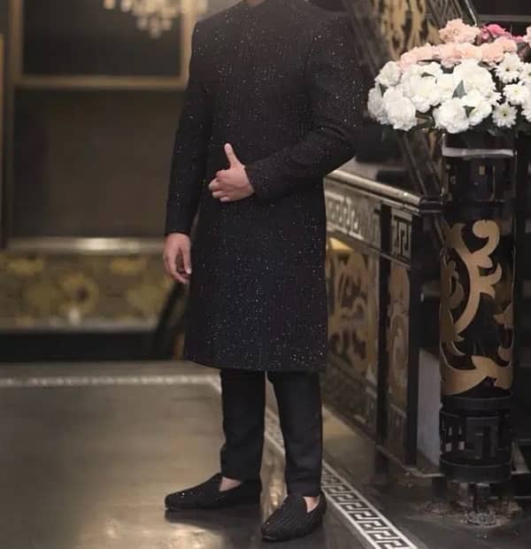 BLACK KARANDI SHERWANI 3